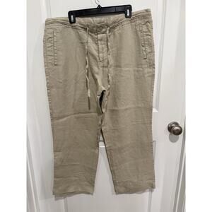 Women’s Saks Fifth Avenue 100% Linen Straight Leg Natural Pants Size XL